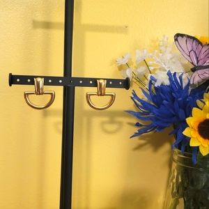 MONET Stamped Gold Vintage Door Knockers Earrings 1980's Jewelry